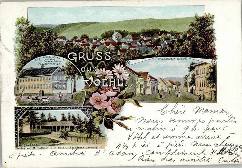 Alte kollorierte Postkarte von Vöhl
