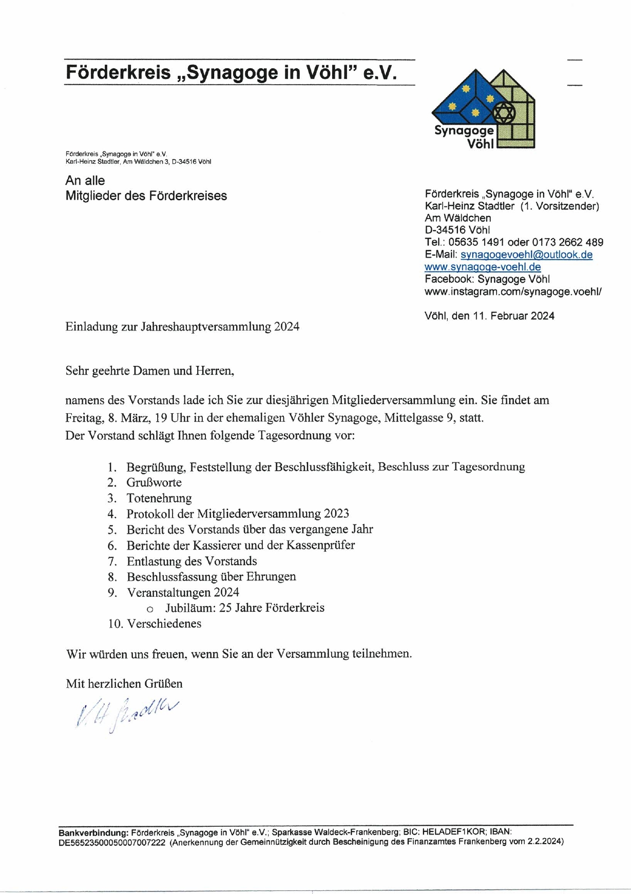 Einladung zur Mitgliederversammlung 2024