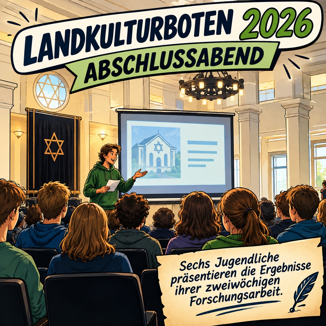 Vortrag in Synagoge vor Publikum