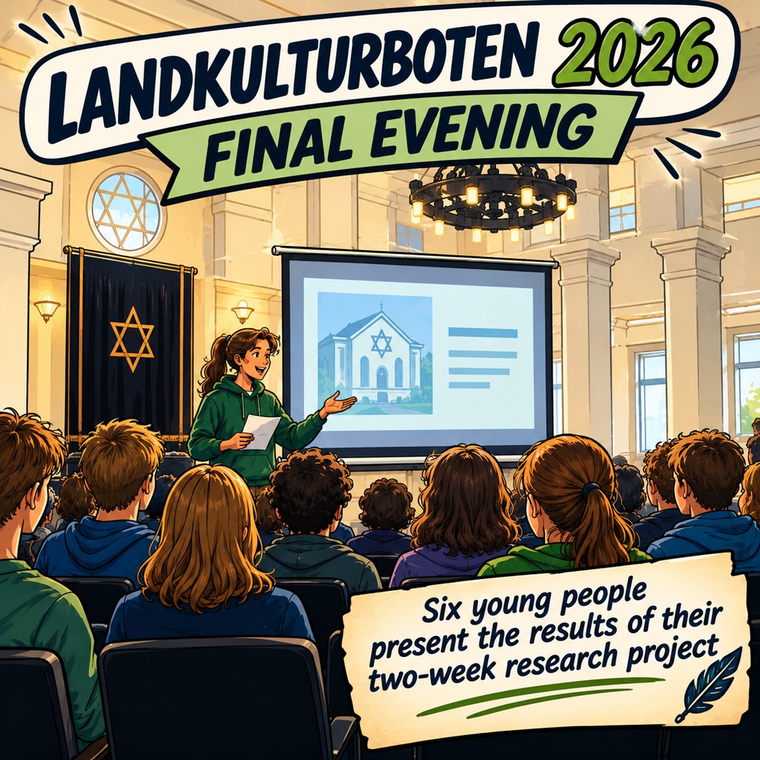 Vortrag in Synagoge vor Publikum